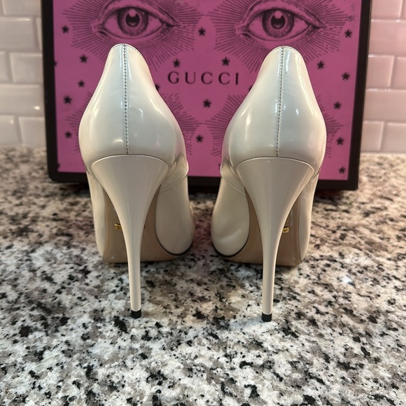 BRAND NEW RARE White Never Worn Gucci Elasia Heels with Removable Pearl Bows - Picture 9 of 13